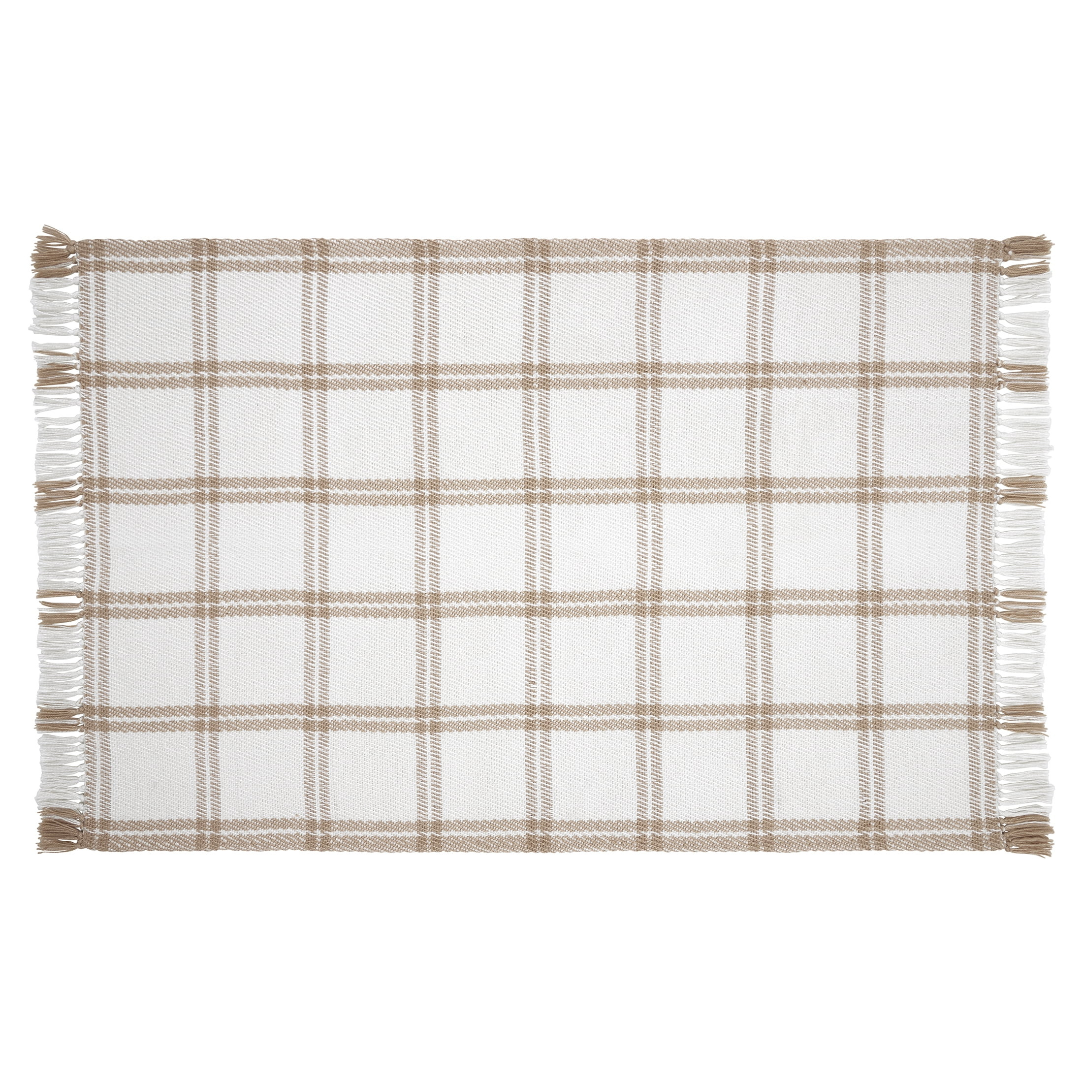 My Texas House Tan Check Fringe Indoor/Outdoor Layering Rug, 38" x 58" - Walmart.com | Walmart (US)