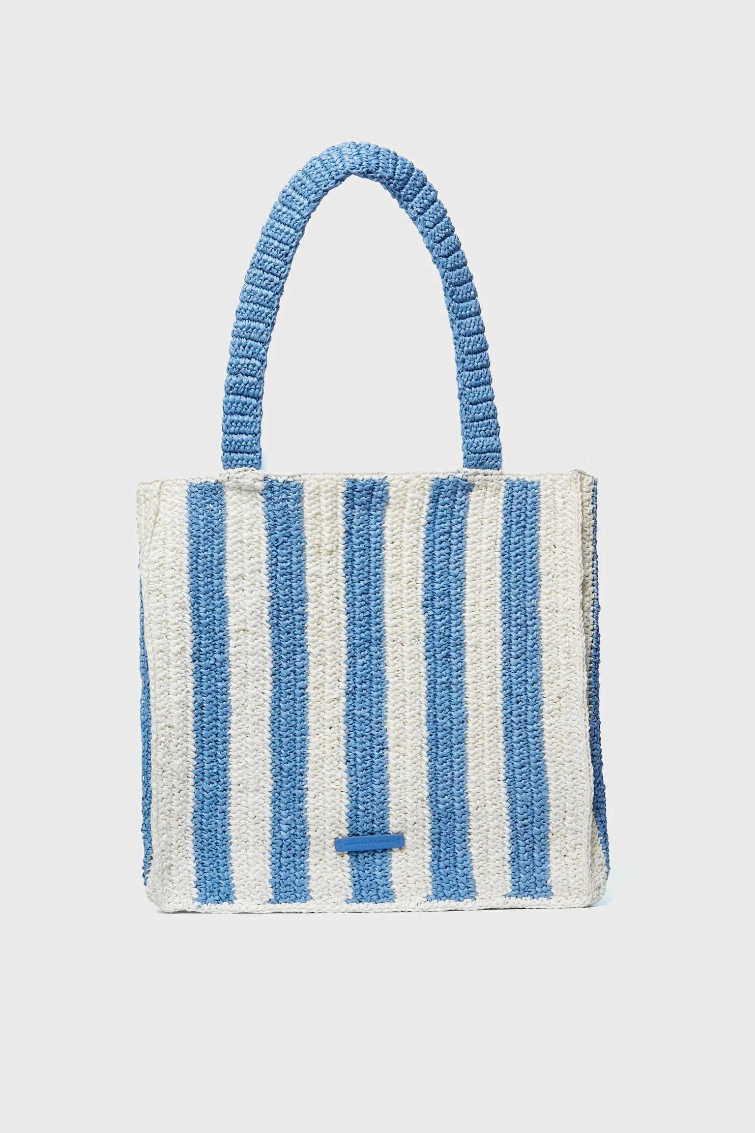 Powder Blue White Stripe Crochet Orion Bag | Tuckernuck (US)