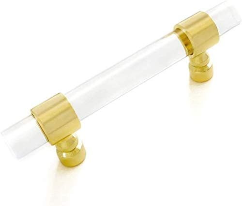 LBFEEL 4 Pack 4" Clear Gold Acrylic Drawer Pulls Lucite Dresser Handle Crystal Kitchen Cabinet Pu... | Amazon (US)