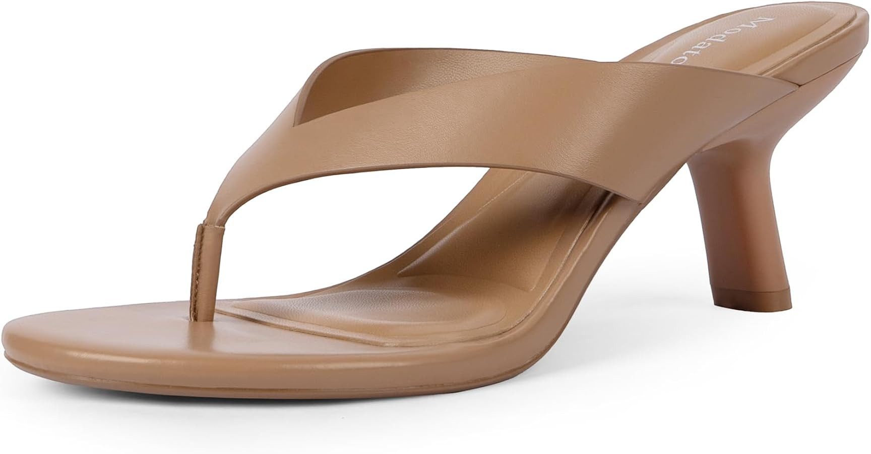 Modatope Kitten Heels for Women Flip Flops Heels Rounded Open Toe Thong Heeled Sandals | Amazon (US)