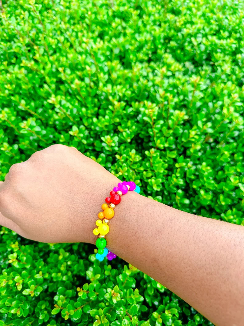 Rainbow Disney Stacker Bracelet Disney Beaded Bracelet Disney World Bracelet Disney Accessories D... | Etsy (US)