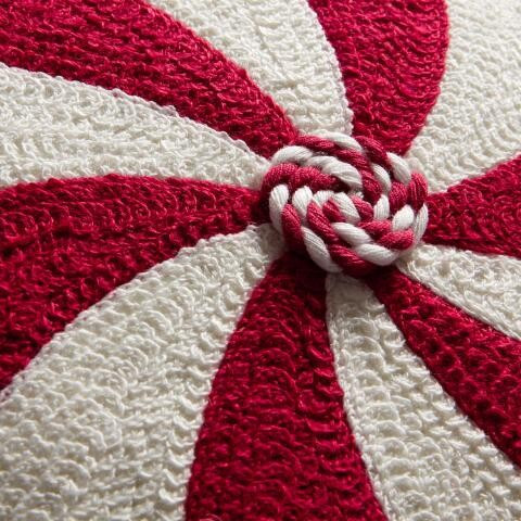 Round Red and White Peppermint Throw Pillow | World Market