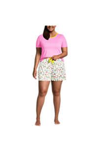 Women's Plus Size Knit Pajama Short Set Short Sleeve T-Shirt and Shorts | Lands' End (US)