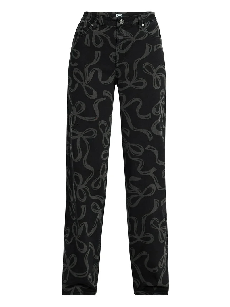 Madden NYC Women's Bow Print Jeans, 32" Inseam, Sizes 00-18 | Walmart (US)