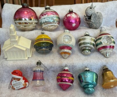 Vintage 14 Christmas Ornaments~USA Shiny Brite And Unmarked  | eBay | eBay US