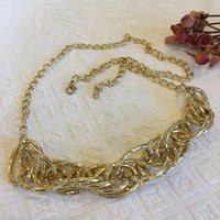 Vintage Gold Tone Chain Belt With Intertwined Links To Wear in Front Or Back. 43"" 11 1/2"" Center Decorative Section | Etsy (US)