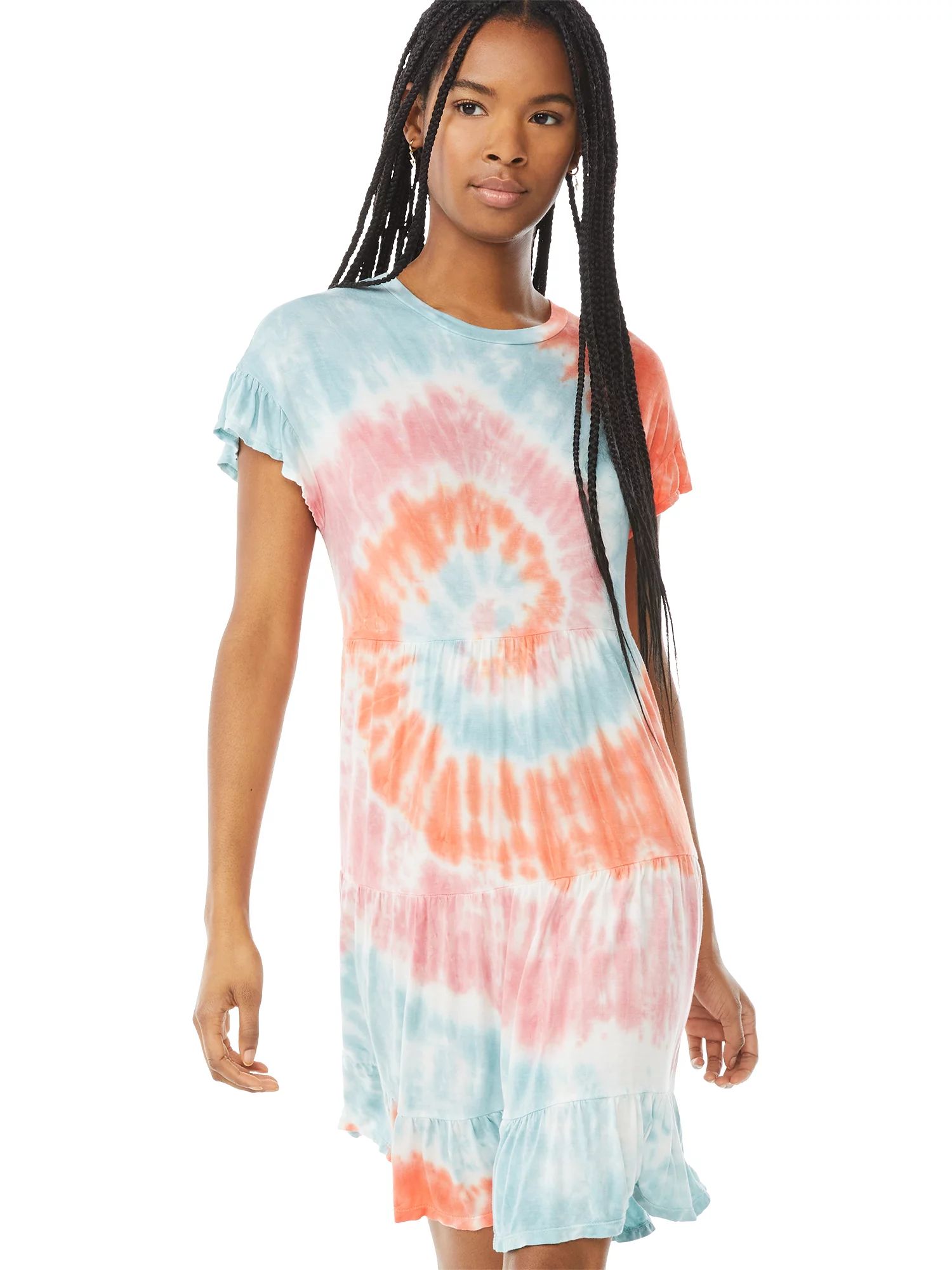 Scoop Women's Tiered Tie-Dye Dress | Walmart (US)