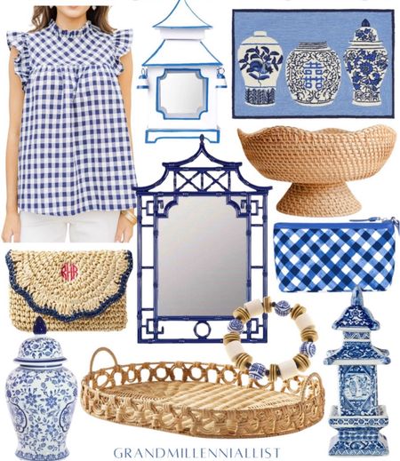 Grandmillennial preppy decor and fashion gingham checked top with ruffle pagoda mirror ginger jars rug wicker tray blue and white decor chinoiserie decor gifts

Follow my shop @Grandmillenniallist on the @shop.LTK app to shop this post and get my exclusive app-only content!

#liketkit #LTKHome #LTKStyleTip
@shop.ltk
https://liketk.it/4GNOb

#LTKStyleTip #LTKHome #LTKOver40