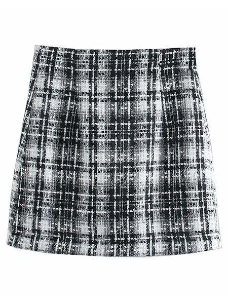 'Shannon' Tweed Black Plaid Mini Skirt | Goodnight Macaroon