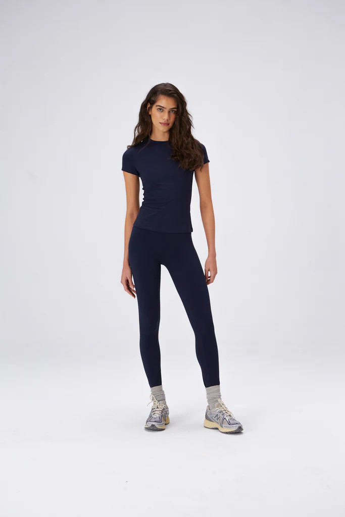 Ultimate Short Sleeve Longline Top - Navy Blue | Adanola UK