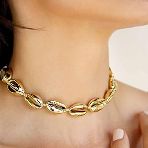 Ettika Gold Necklaces, Choker Necklace for Women. Golden Cowrie Shell In 18k Gold Plated. Birthda... | Amazon (US)