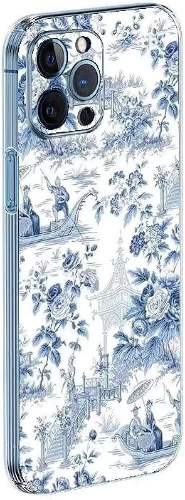 Phone Case Compatible with iPhone 13 Pro Max Blue Chinoiserie Powder Toile Print Silicone Phone R... | Amazon (US)