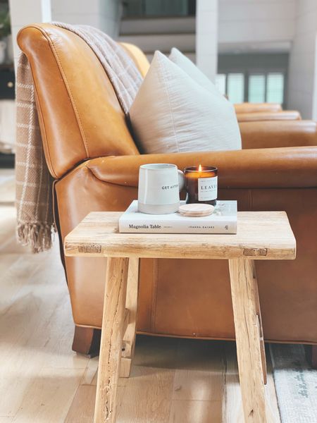 Fall Living Room and fall vibes 🍂 #throwblanket #throw #recliner #leather #sidetable #woodbench #candle

#LTKhome #LTKSeasonal