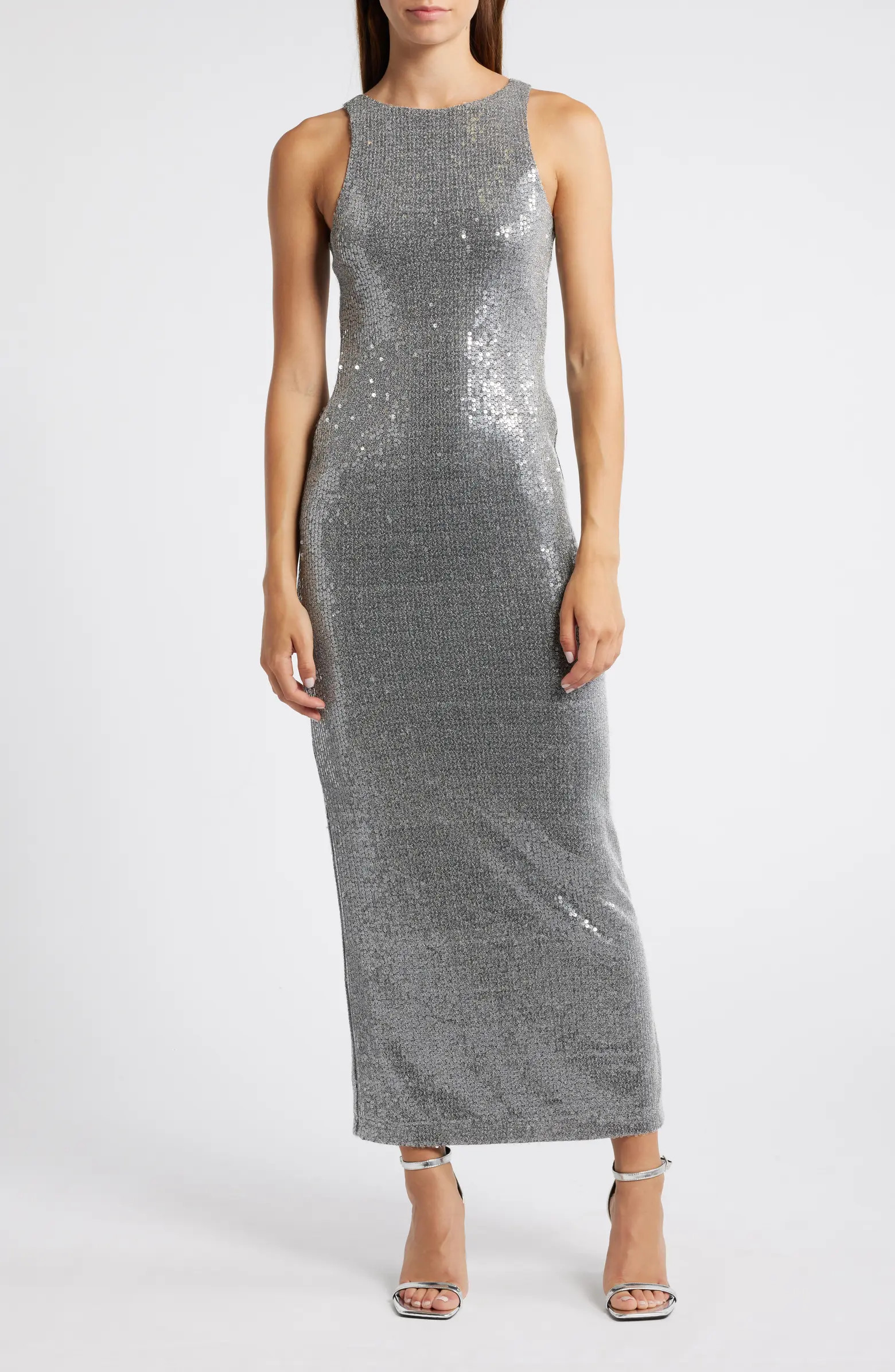 Sequin Sleeveless Column Gown | Nordstrom