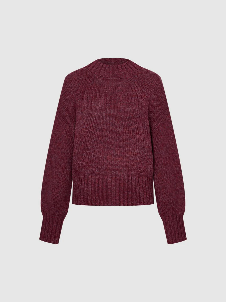 High Neck Long Sleeve Knitted T-Shirts | Urban Revivo