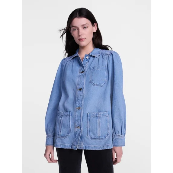 Scenario Women's and Women's Plus Chore Jacket with Long Puff Sleeves, Sizes XS-4X | Walmart (US)