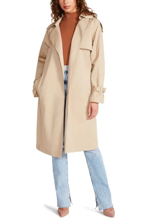 Steve Madden Cotton Twill Trench Coat in Khaki at Nordstrom, Size Small | Nordstrom