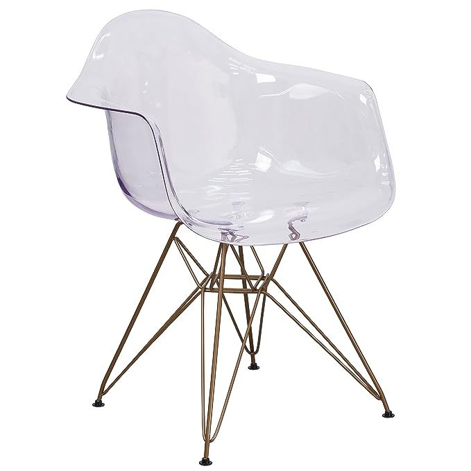 Flash Furniture Alonza Series Transparent Side Chair with Gold Base | Amazon (US)
