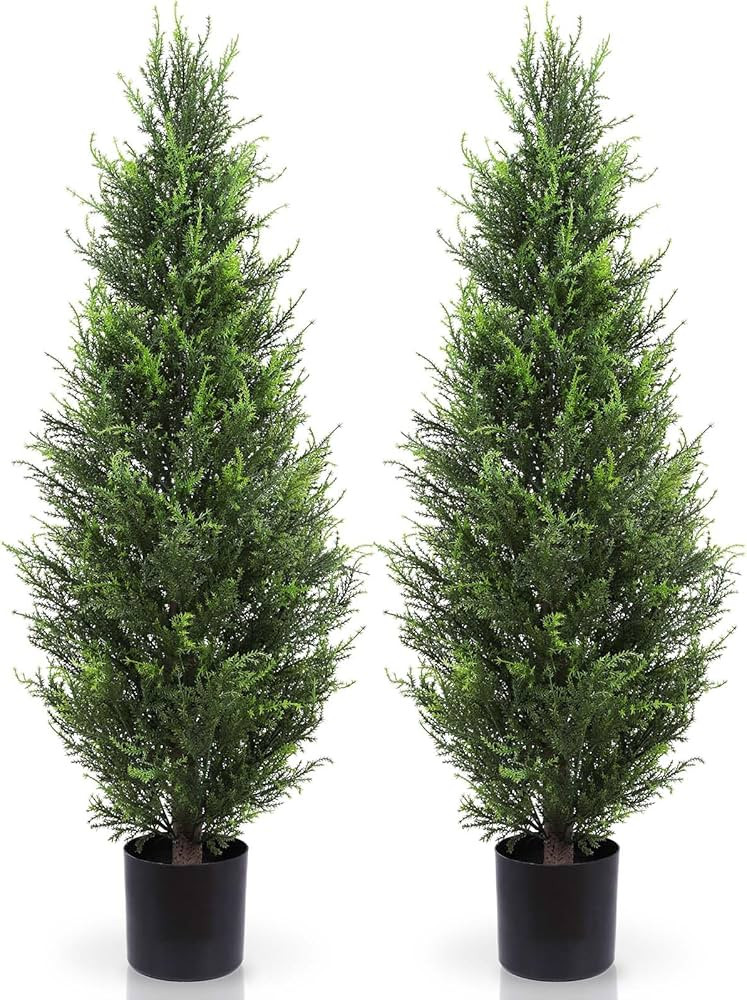 Artificial Topiary 90CM 3ft Fake Cypress Trees Faux Cedar Potted Plants Pine Cypress for Outdoors... | Amazon (CA)