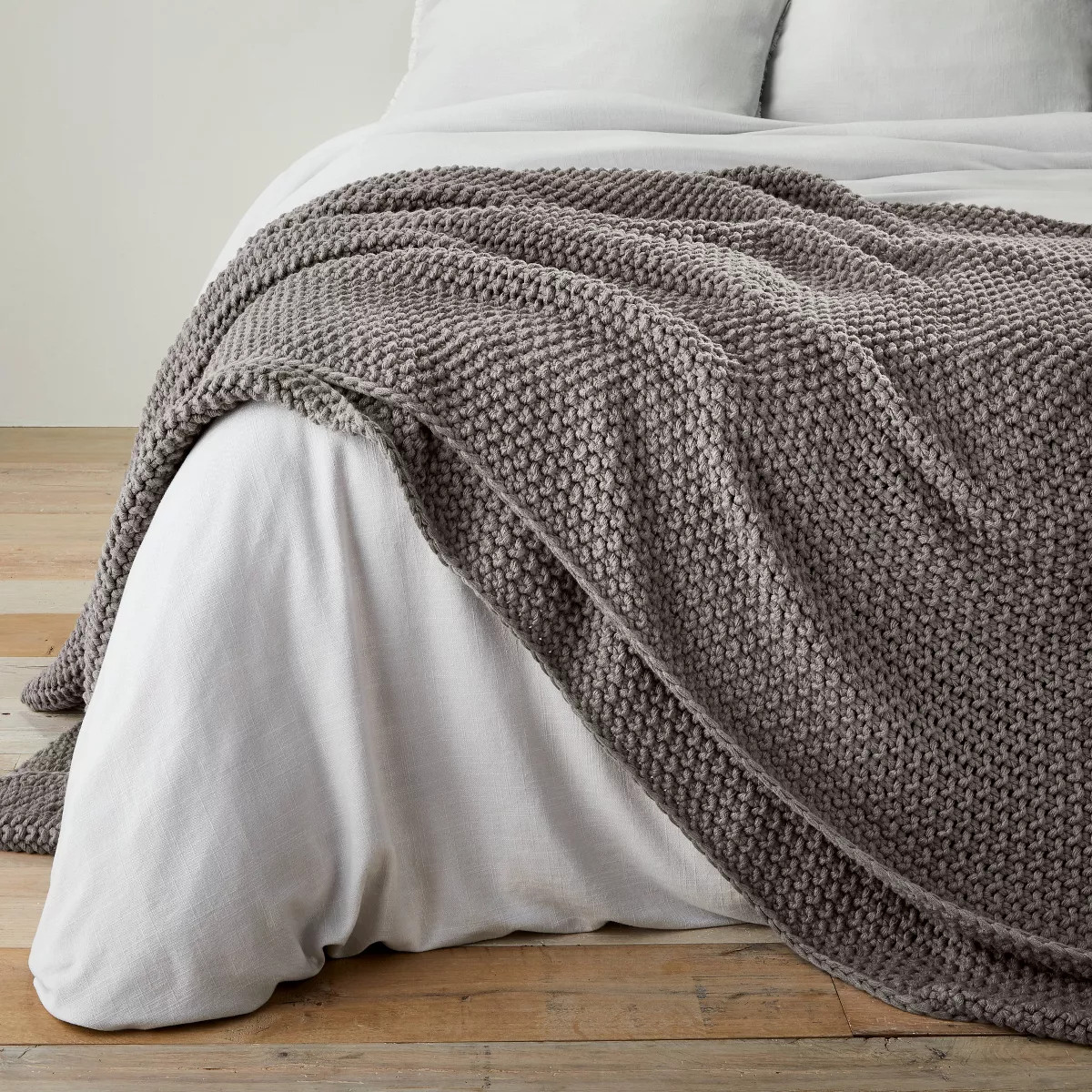 King Chunky Knit Bed Blanket Dark Gray - Casaluna™ | Target