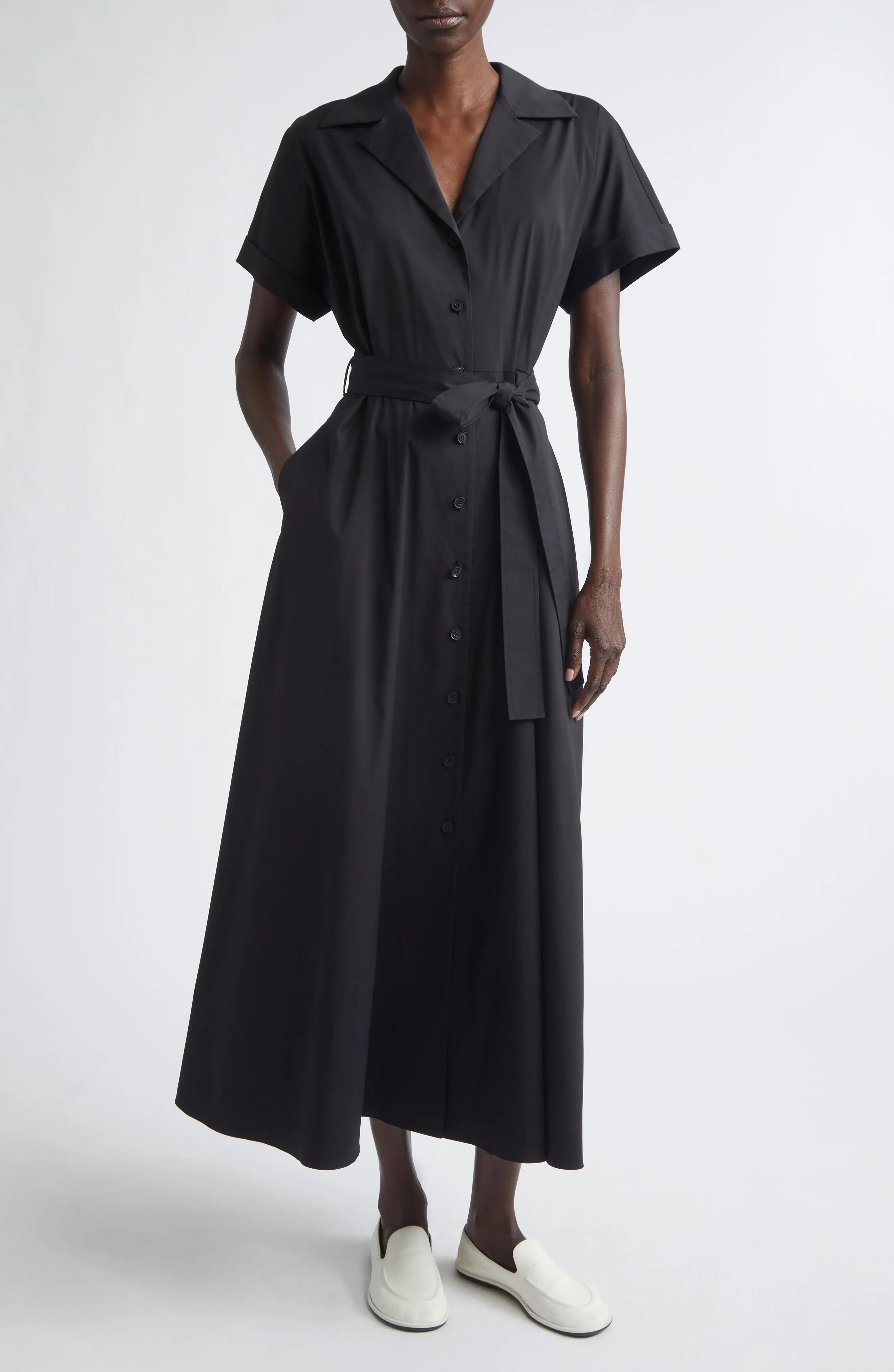 Belted Stretch Cotton Blend Shirtdress (Women) | Nordstrom | Nordstrom