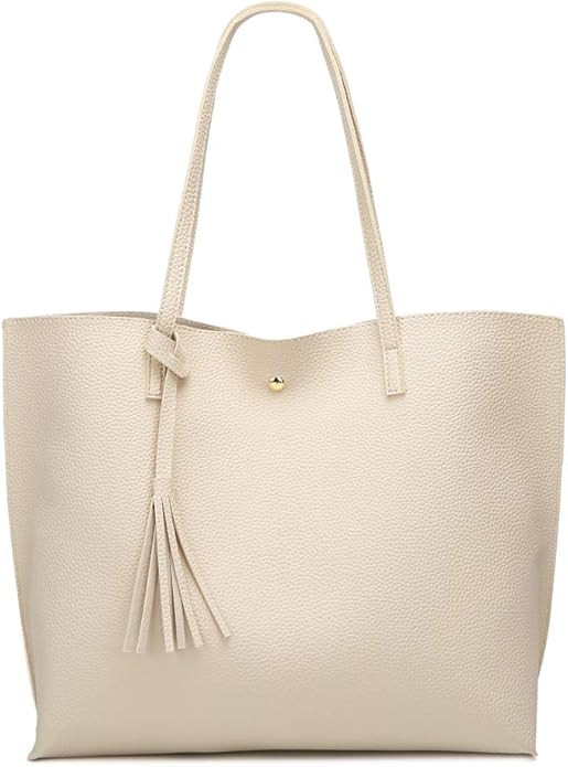 Women's Soft Faux Leather Tote Shoulder Bag from Dreubea, Big Capacity Tassel Handbag | Amazon (US)