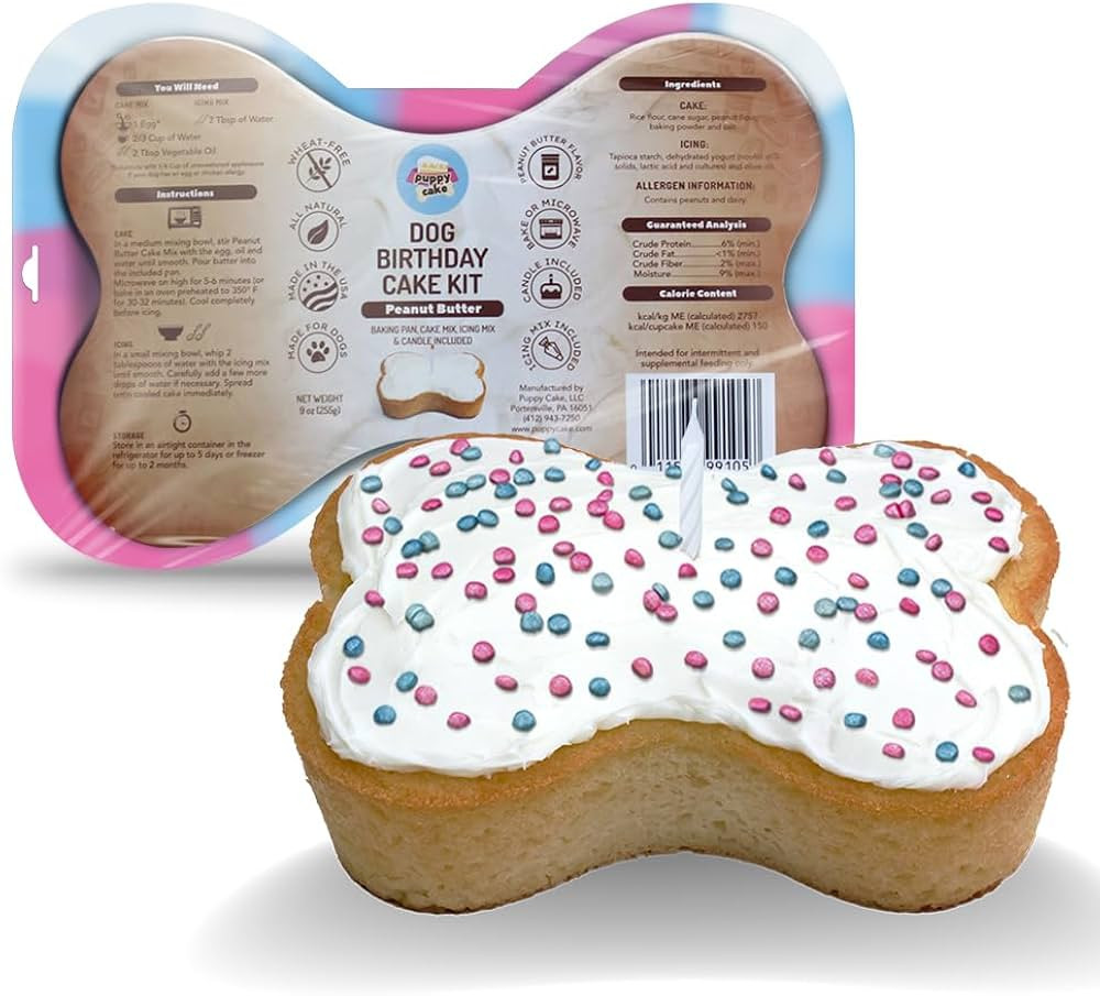 Puppy Cake Dog Birthday Cake Kit – Cake Mix, Icing Mix, Candle and Swirl Tri Color Silicone Pan... | Amazon (US)