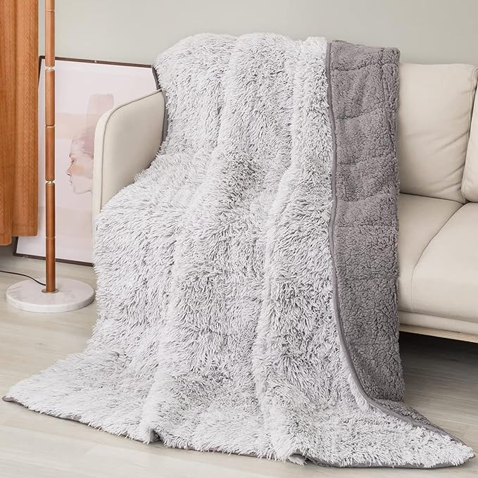 Cottonblue Faux Fur Weighted Blanket 15 lbs, Long Fur Fluffy Weighted Blanket Twin Size for Adult... | Amazon (US)