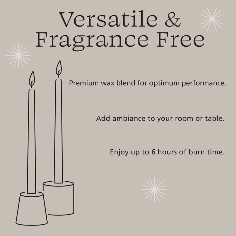 Mainstays Paraffin Wax 10" Twist Taper Candle, Unscented, Taupe | Walmart (US)