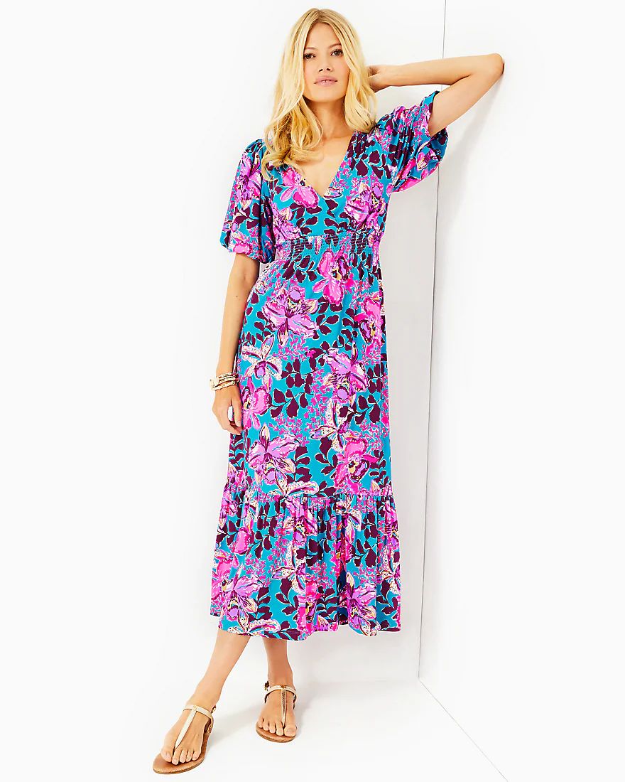 Holloway Elbow Sleeve Midi Dress | Splash of Pink - A Lilly Pulitzer Store