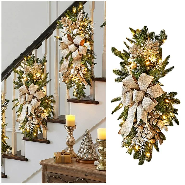 Home Decor Cordless Prelit Stairs Decoration Lights Up Christmas Decoration LED Wreath Prelit Sta... | Walmart (US)