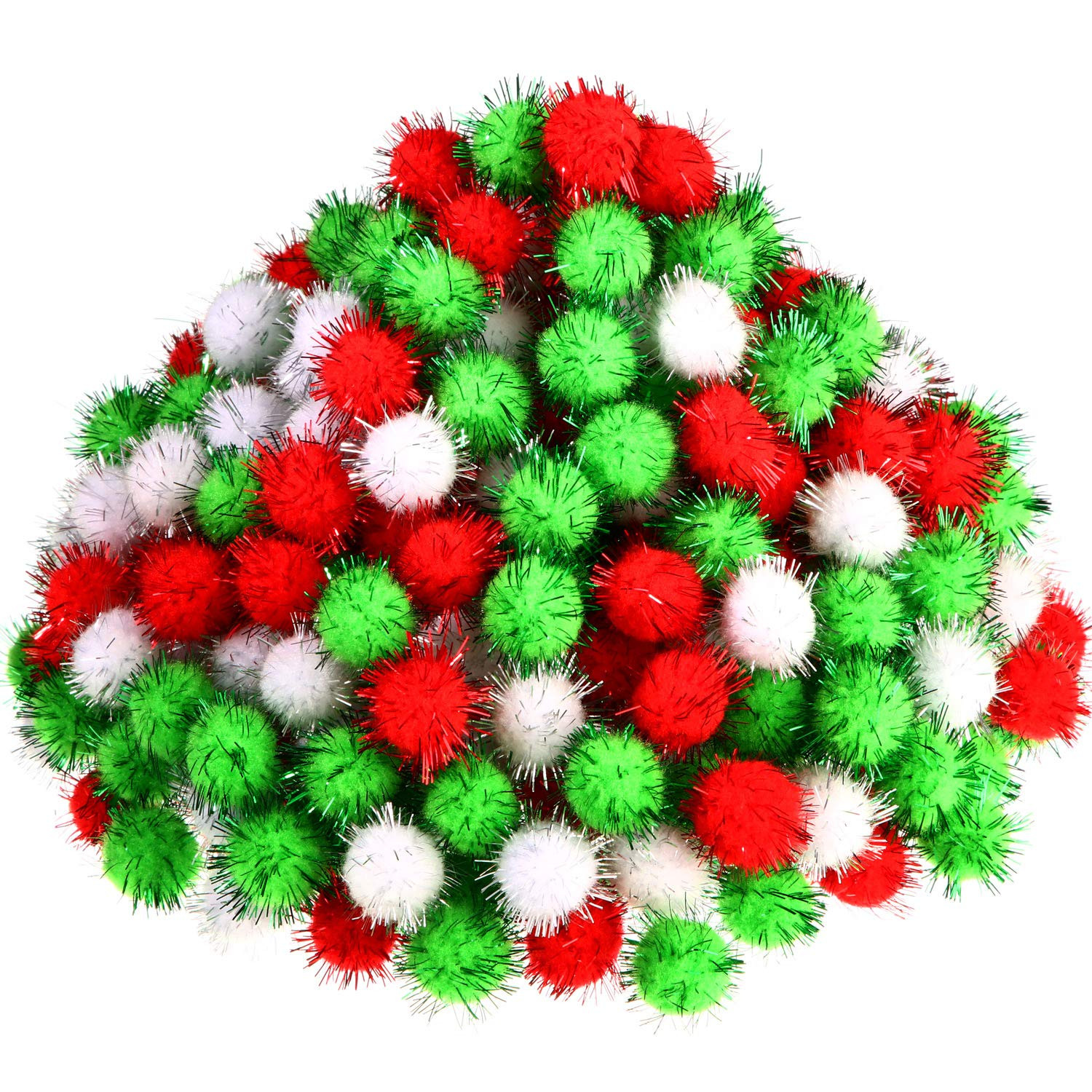 Shappy 500 Pieces Christmas Glitter Pompoms 1 Inch Fuzzy Pom Poms Arts Crafts Making Balls for Ho... | Amazon (US)