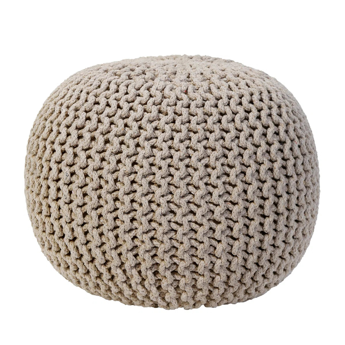 Round Pouf Foot Stool Ottoman \u2013 Cotton Knitted Cord Boho Pouffe \u2013 Cable Knit Filled Foo... | Wayfair North America