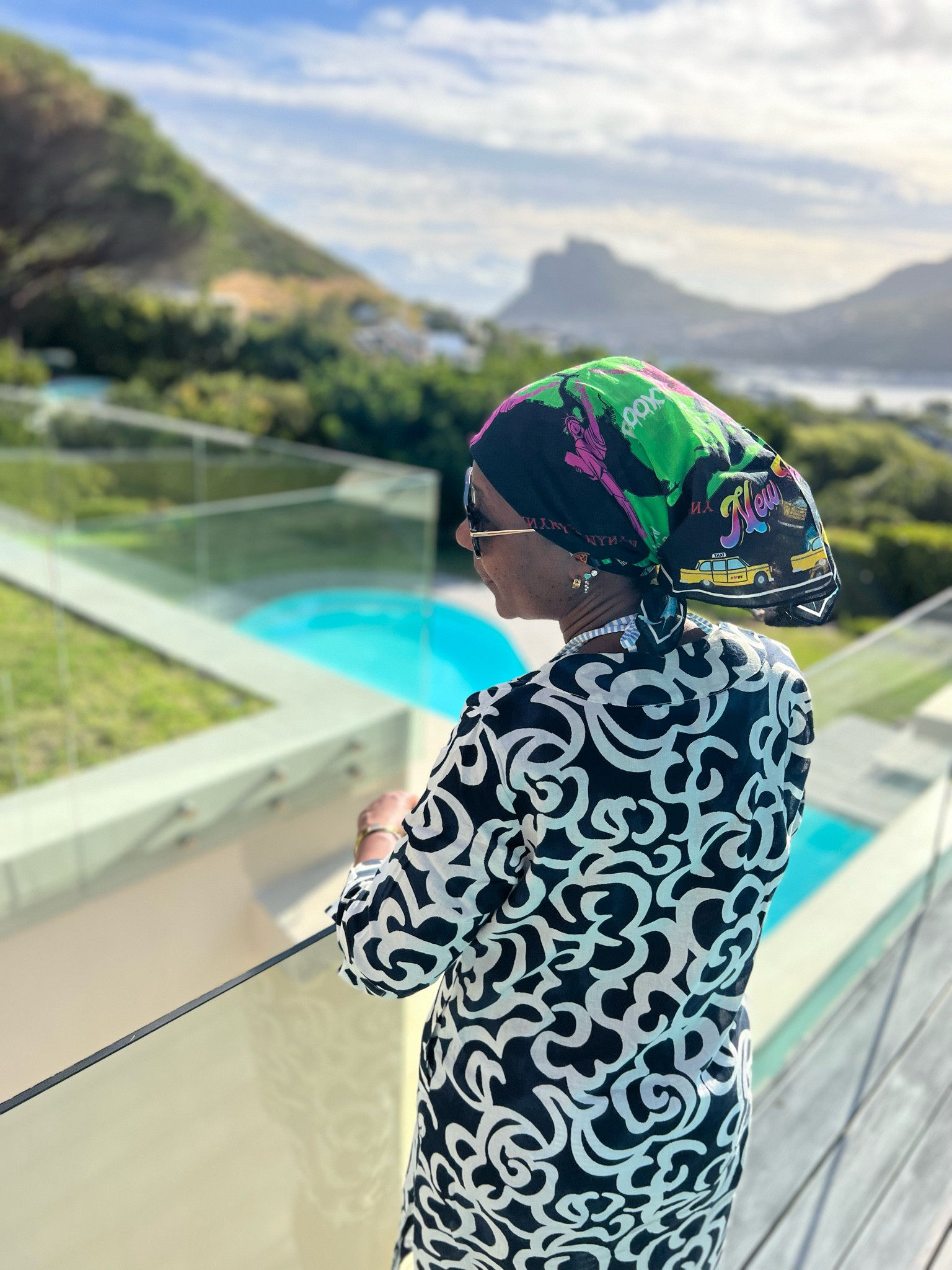 This view in South Africa was amazing - but I always have a little bit of NYC with me. This bandana does double duty as a headscarf, bathing cap of Im trying not to get my hair wet and keeps
my neck warm on the plane.

#bandana
#scarf

#LTKTravel #LTKSwim #LTKOver40