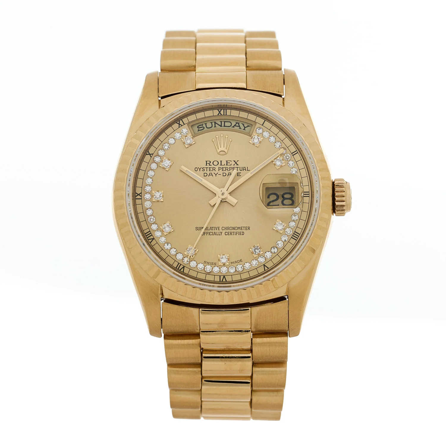 Rolex 18K Yellow Gold Diamond 36mm Oyster Perpetual Day-Date President Watch Champagne 18238 1808... | FASHIONPHILE (US)