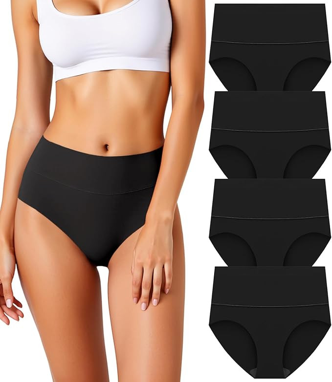 Women's Seamless Underwear High Waisted Tummy Control No Show Panties Full Coverage Stretch Brief... | Amazon (US)