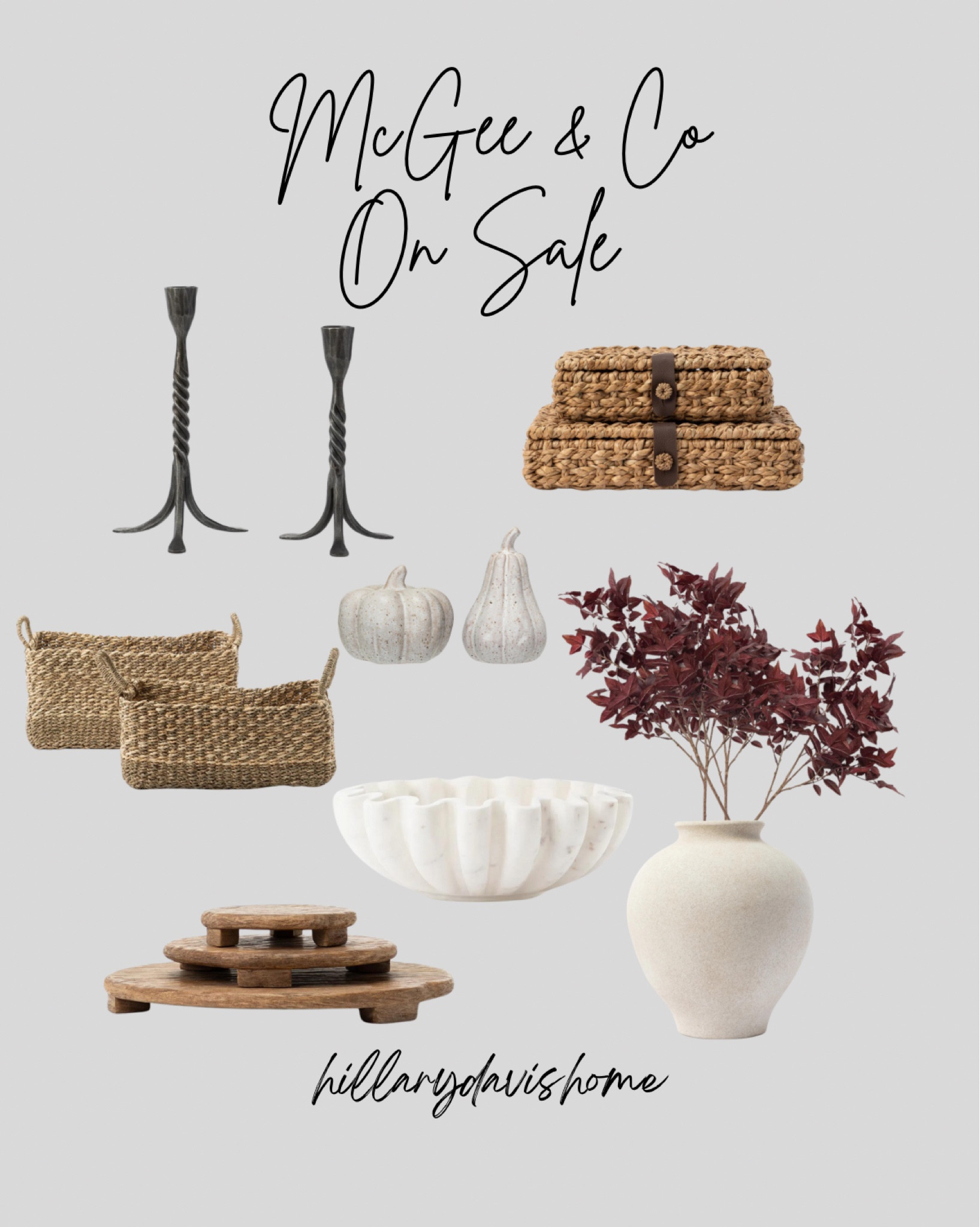 McGee & Co finds and faves on sale!
I love you can use a lot of these pieces year round. 

I have the marble bowl and the candle holders and they are absolutely beautiful!  

McGee & co | fall decor finds | marble bowl | candle sticks | fall stems | wooden pedestals | stoneware pumpkins | decorative boxes 

#LTKSeasonal #LTKFindsUnder50