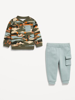Henley Sweatshirt and Cargo Sweatpants Set for Baby | Old Navy (US)
