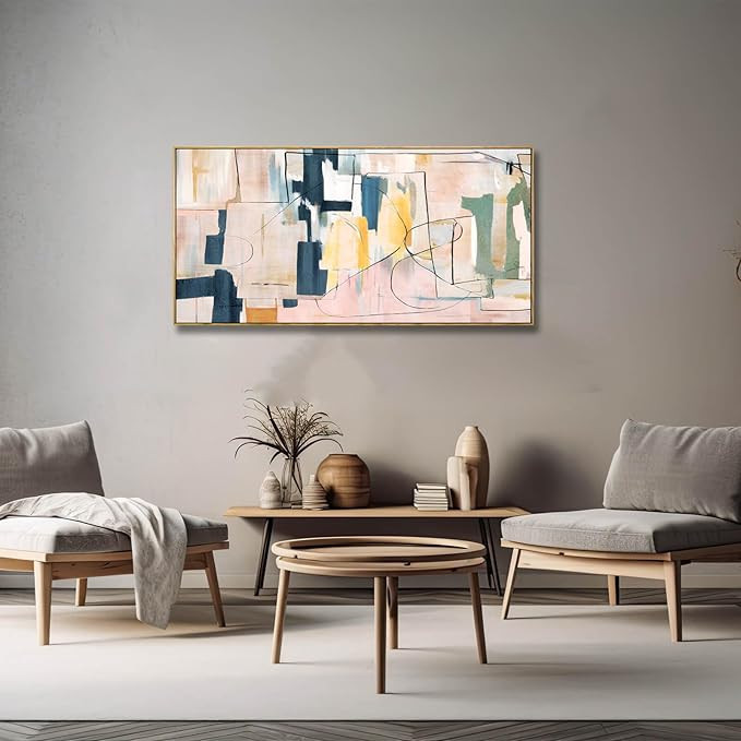 Wall Art Canvas Pink Abstract Art Paintings 20"x 40" Colorful Modern Artwork for Living Room Bedr... | Amazon (US)