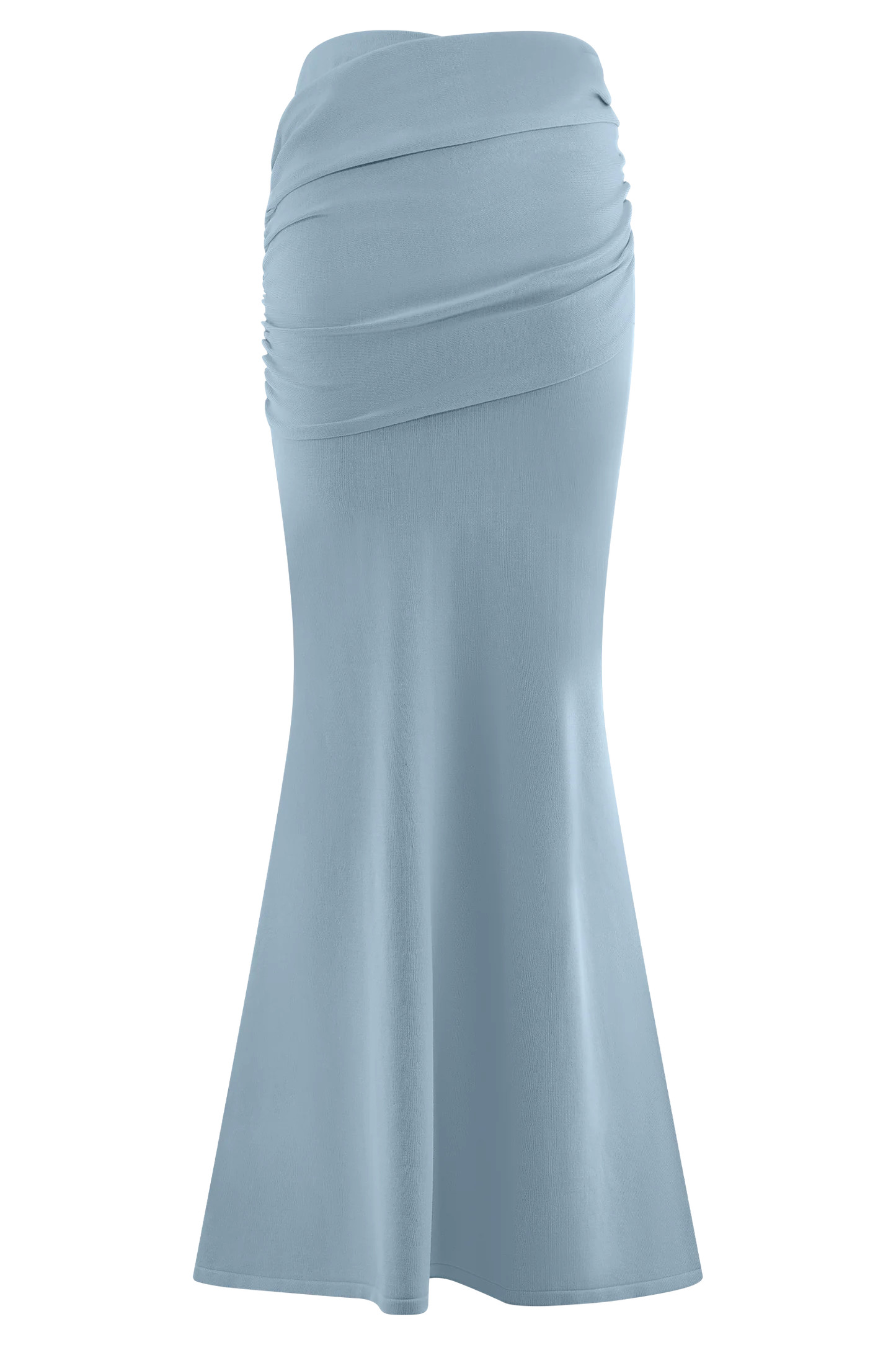 Irene Gathered Knit Maxi Skirt - Blue | MESHKI US