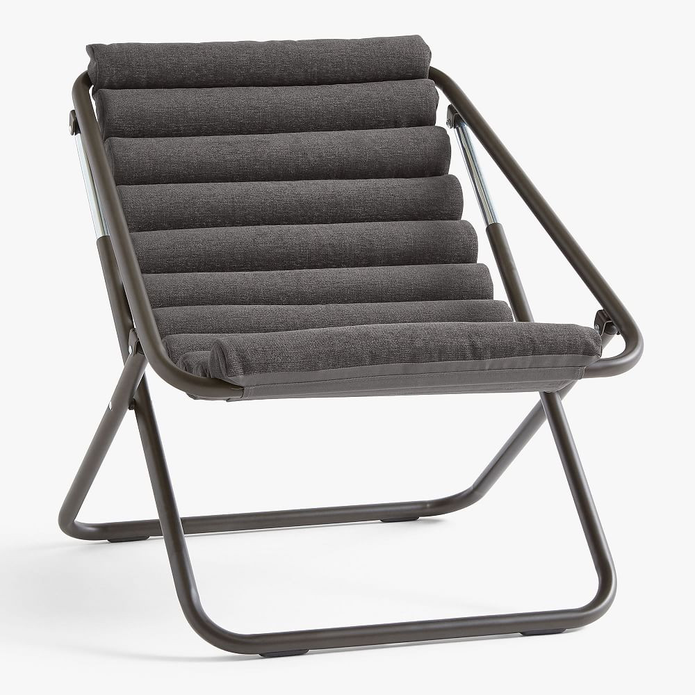 Chenille Plain Weave Washed Charcoal Sling Chair | Pottery Barn Teen