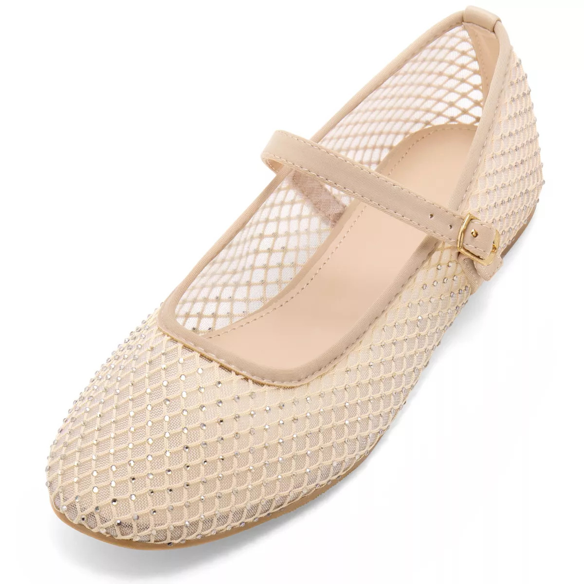 BLISSFUL STEP Women's Rhinestone Breathable Mesh Round Toe Ballet Flats | Target