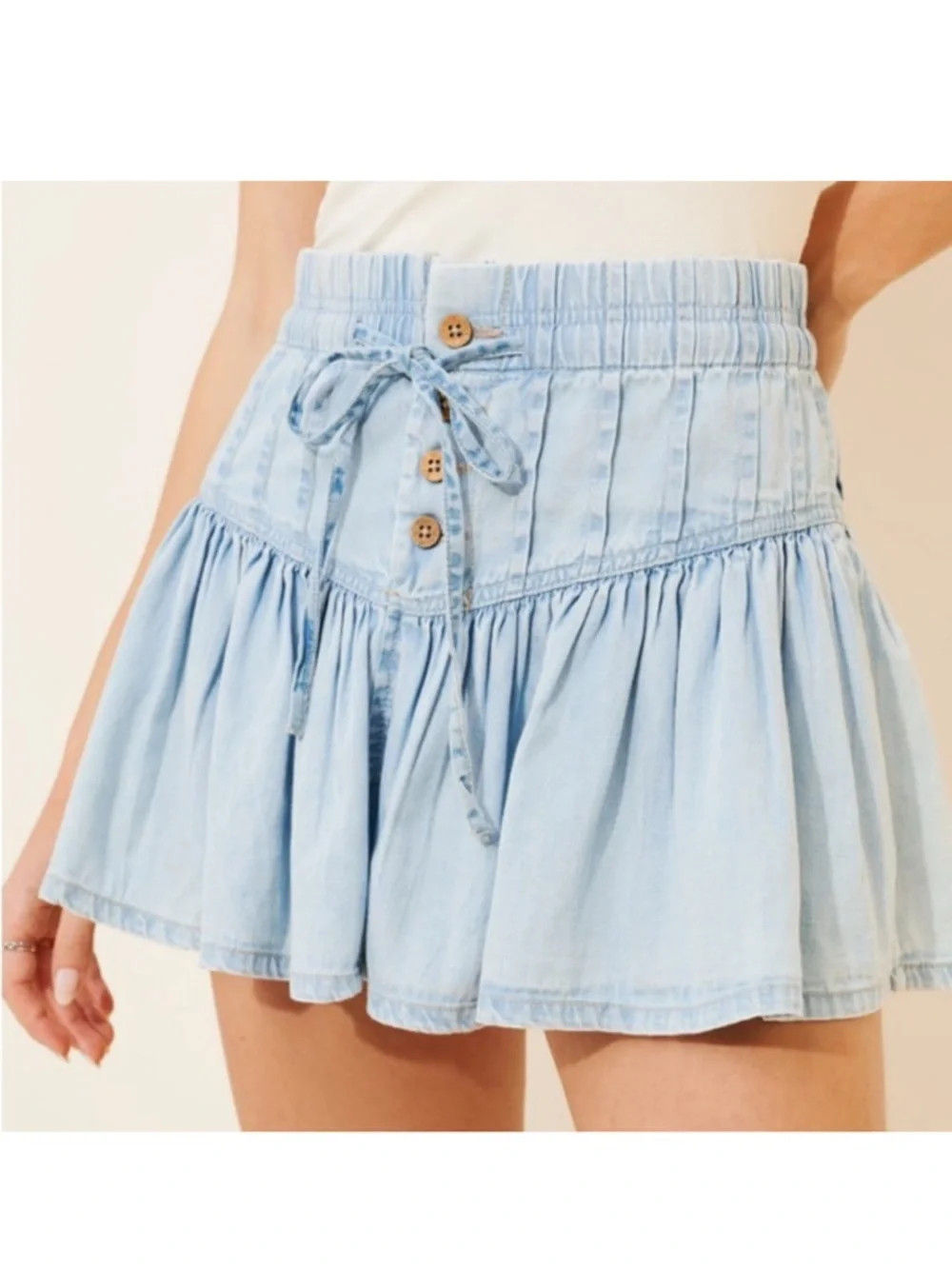 Free People We The Free Roselle Denim Mini Skirt Size Medium | Poshmark
