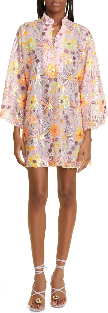 Sequin Floral Embroidered Cover-Up Caftan | Nordstrom