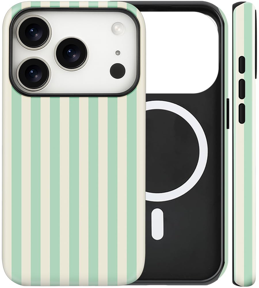 Magnetic for iPhone 17 Pro Max Case Cute Stripes Phone Case, Shockproof Slim TPU and Hard PC Prot... | Amazon (US)