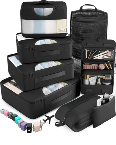 Veken 10 Set/8 Set Packing Cubes for Travel Essentials, Suitcase Organizer Bags in 4 Sizes, Carry-On Luggage Accessories with Laundry & Toiletry Bag, Airplane Must-Have, Road Trip & Camp Gifts for Men | Amazon (US)