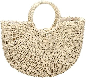 Straw Bags for Women,Hand-woven Straw Large Hobo Bag Round Handle Ring Tote Handbags Summer Beach... | Amazon (CA)