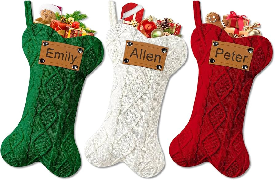 Personalized Dog Christmas Stockings, Customized Large Bone Shape Xmas Stockings for Cats, Custom... | Amazon (US)