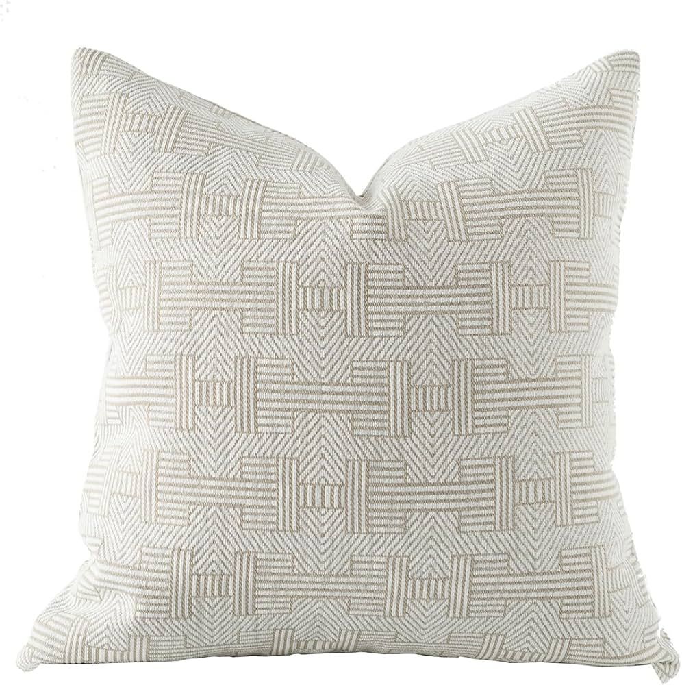 Croker Horse 18x18'' Inches Throw Pillow Cushion Cover - Emma Beige Birch Stripe Pattern Series L... | Amazon (US)