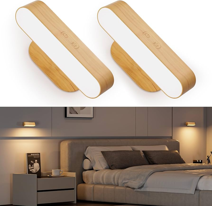 Battery Operated Wall Sconces, Wireless LED Wall Sconce Set of Two for Bedroom, Rechargeable Wall... | Amazon (US)
